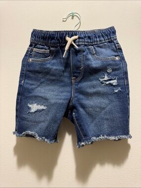 Old Navy Dark Blue Distressed Denim Shorts with Drawstring